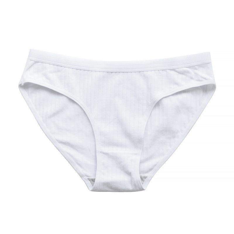 Underwear Pure Cotton Girl Plus Size Mid Mid-waist Solid Color White