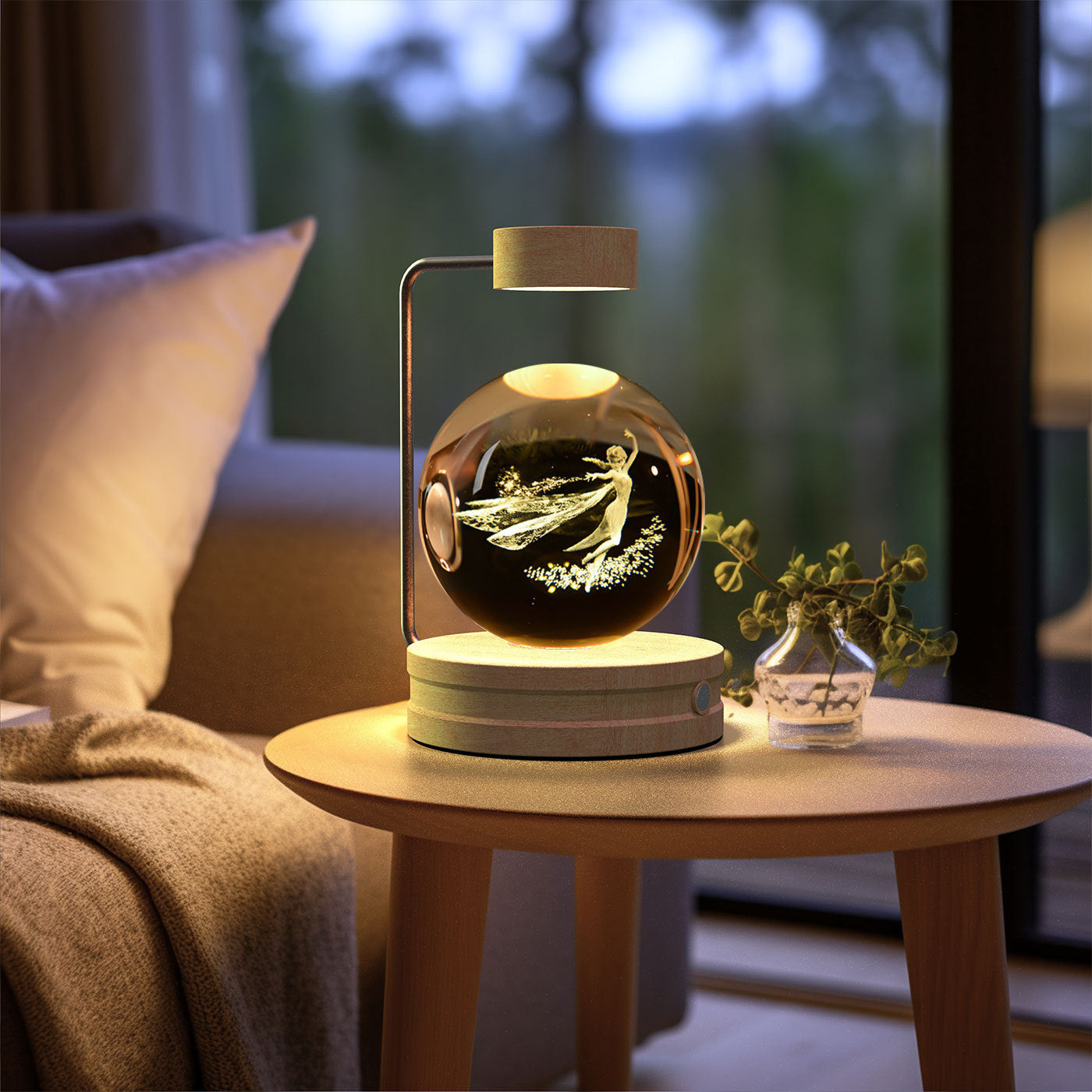 Crystal Ball Cosmic Dinosaur Indoor Night Light Aisha Light wood