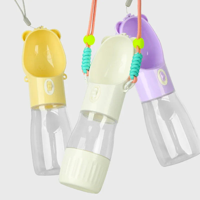 2 In 1 Portable Dog Water Bottle For Small Big Dogs Cat Outdoor Food Container