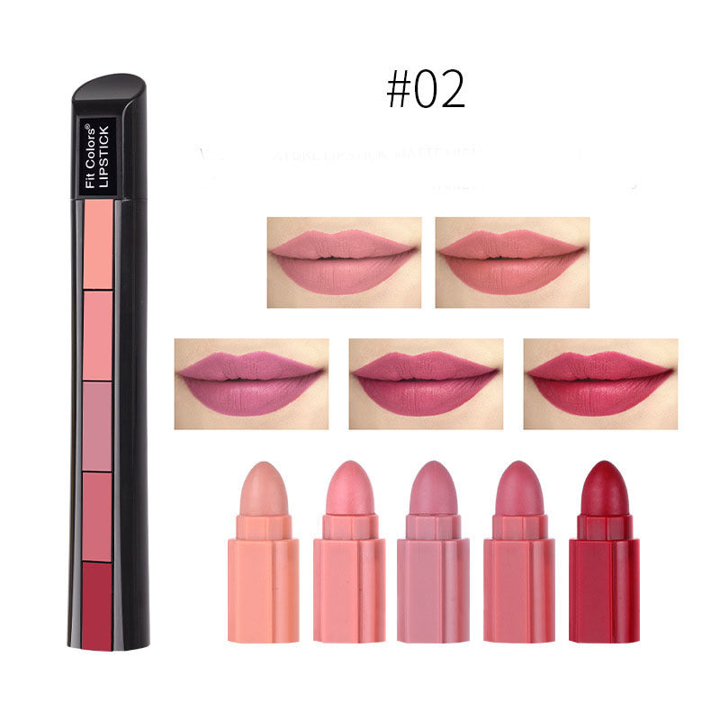 Matte 5-color Lipstick Set Velvet LipLong Lasting Waterproof Sexy Red Lipstick 2 Style