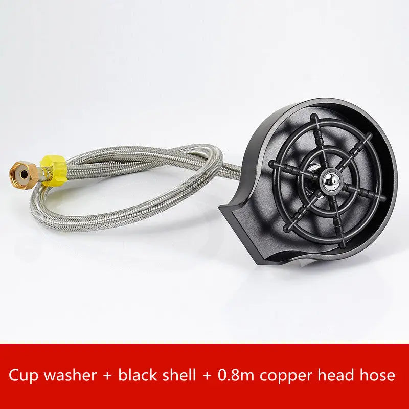 Bar Counter Cup Washer Sink High-pressure Spray Automatic Black set