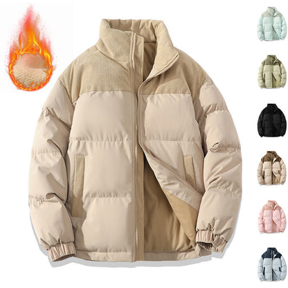 Winter Stand Collar Contrast-colored Coat Jacket For Men Women Clothing