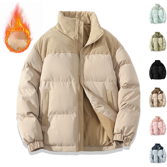 Winter Stand Collar Contrast-colored Coat Jacket For Men Women Clothing