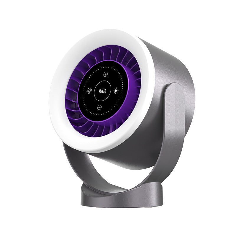Desktop Adjustable Fan Light Rechargeable Wall Mount Table Fan Light Led Display Table Fan Light Dark Gray 204.5x160x102mm