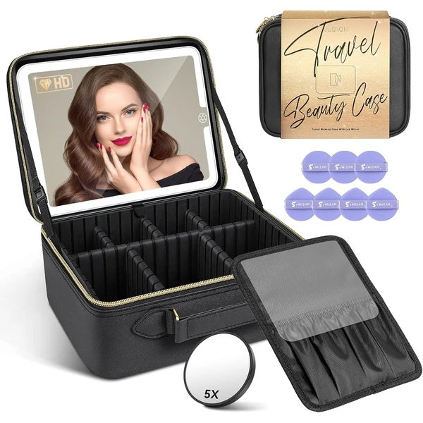 Travel Makeup Bag With LED Mirror