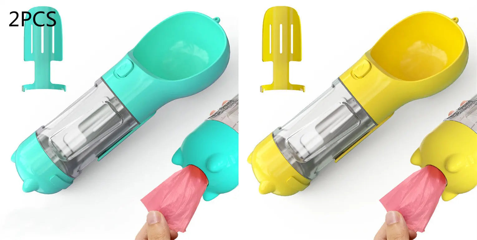 Pet Water Bottle Feeder Bowl Portable Pet Outdoor Travel 3 In 1 Dog Water Bottle Blue 2pcs yellow 300ml