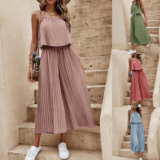 Women's Summer Solid Color Vacation Loose Suit Casual Suit